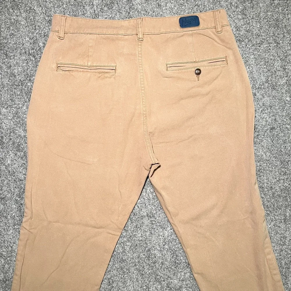 Mugsy Belmonts Slim Straight Stretch Chino Pants Tan Brown Men 34x30